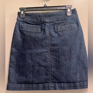 LOFT Women's Dark Wash Denim A-Line Skirt Size 00 Knee Length Blue